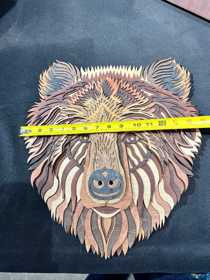 Wall Decoration Bear Head Multilayer Mandala 3D Wood Art