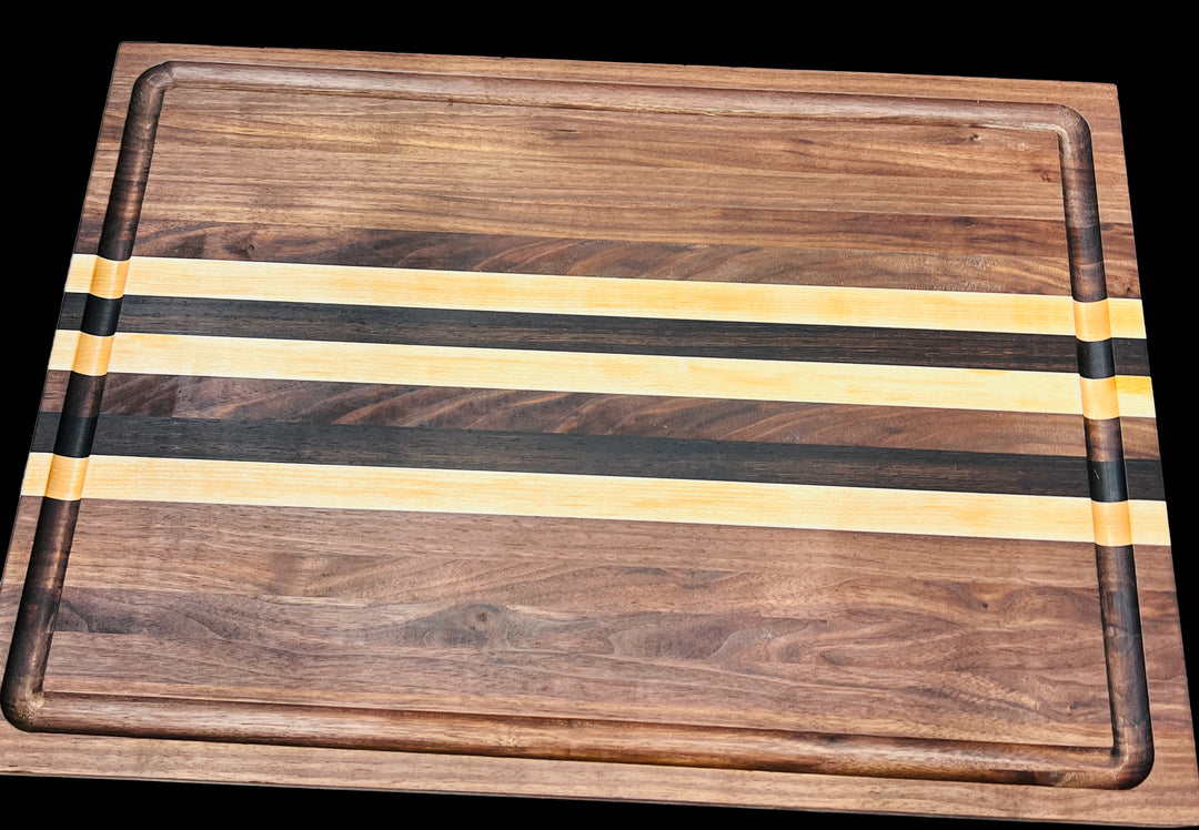 Cutting Board Stripe Multi Wood with Juice Groove Butcher Block Edge Grain