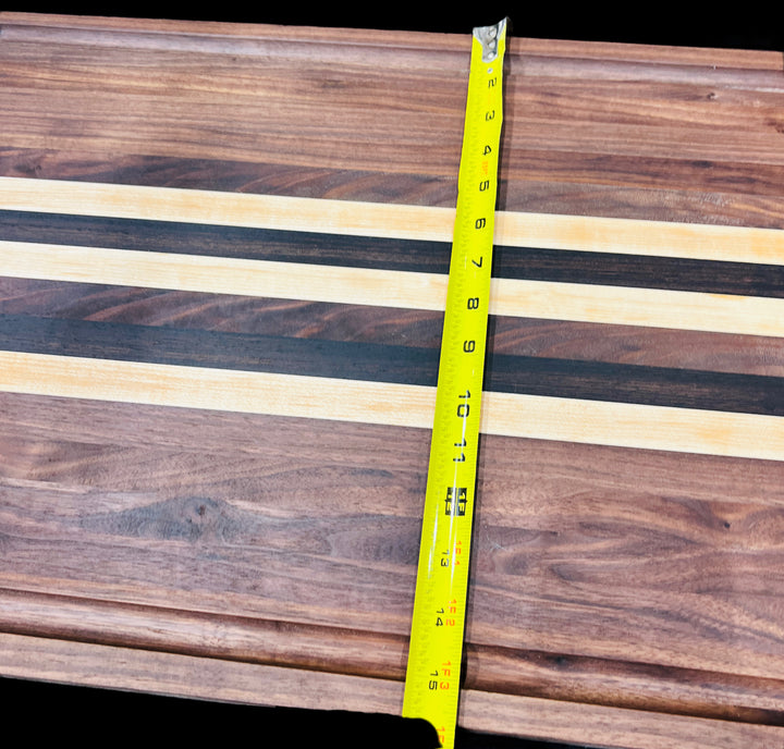 Cutting Board Stripe Multi Wood with Juice Groove Butcher Block Edge Grain