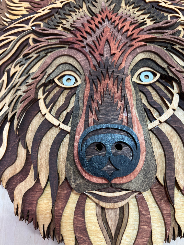 Wall Decoration Bear Head Multilayer Mandala 3D Wood Art