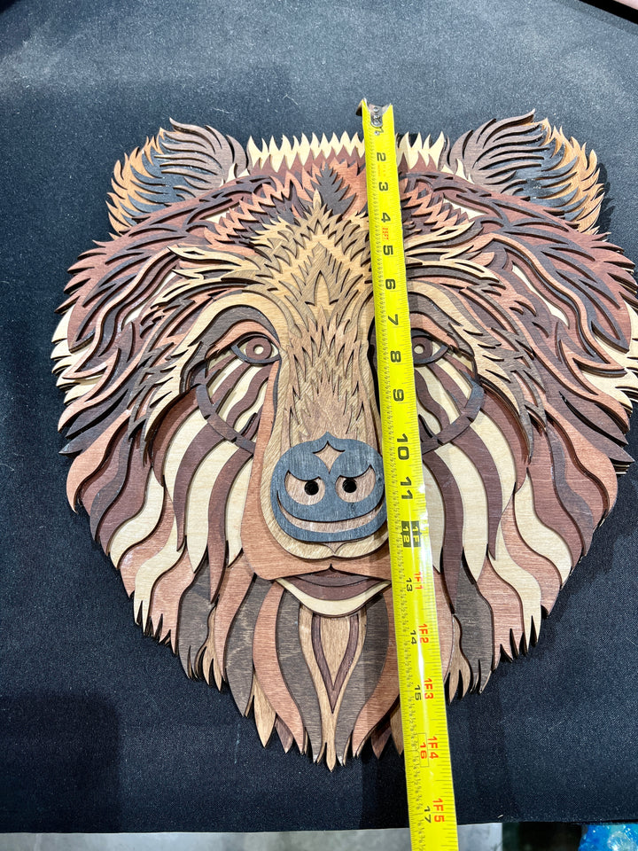 Wall Decoration Bear Head Multilayer Mandala 3D Wood Art