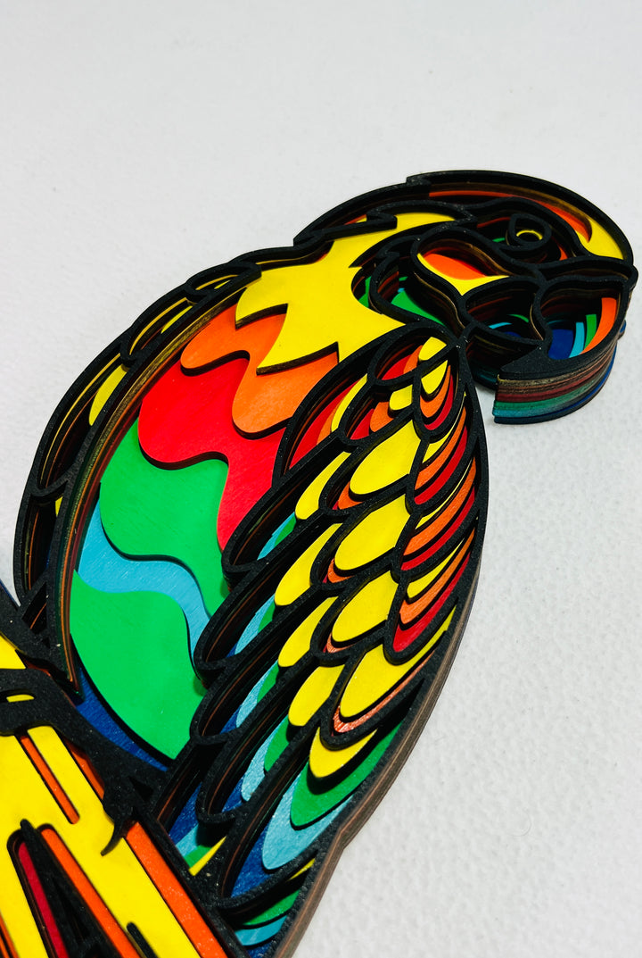 Wall Decoration Parrot Colorful Layer Wood Art Mandala 3D Art Multilayer 2390