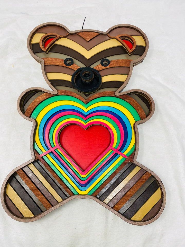 Wall Decoration Teddy Bear Mandala 3D Art Multilayer Wood 7121