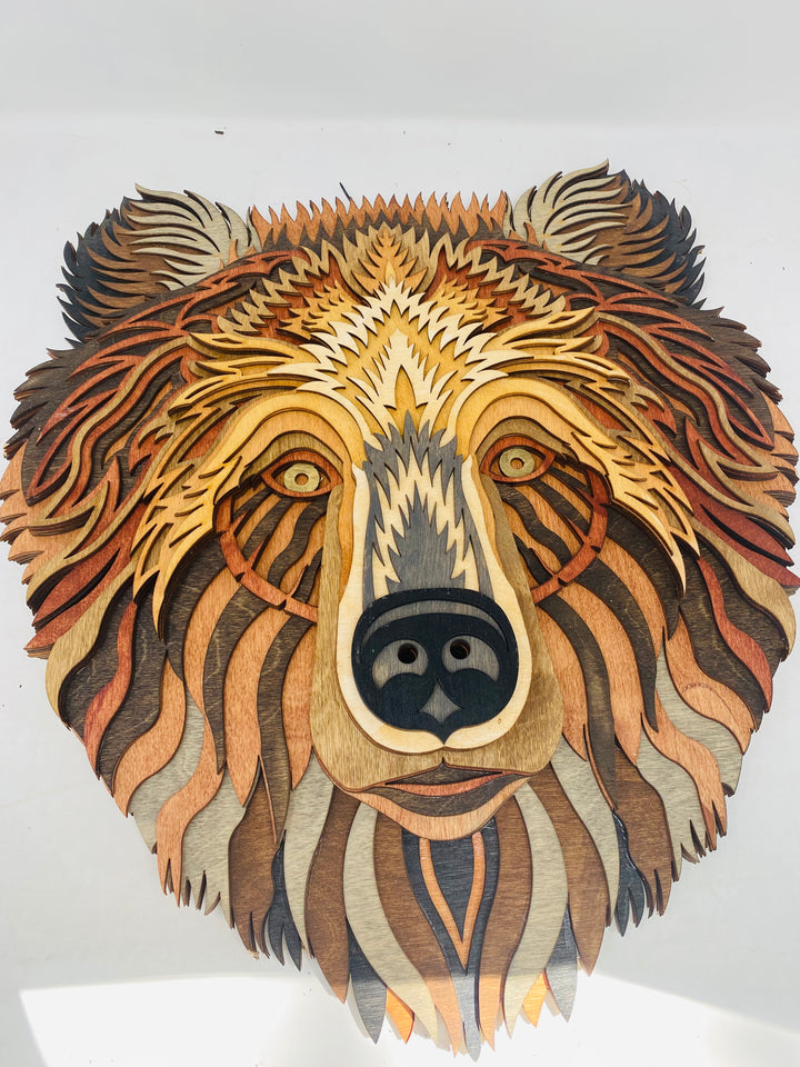 Wall Decoration Bear Head Multilayer Mandala 3D Wood Art