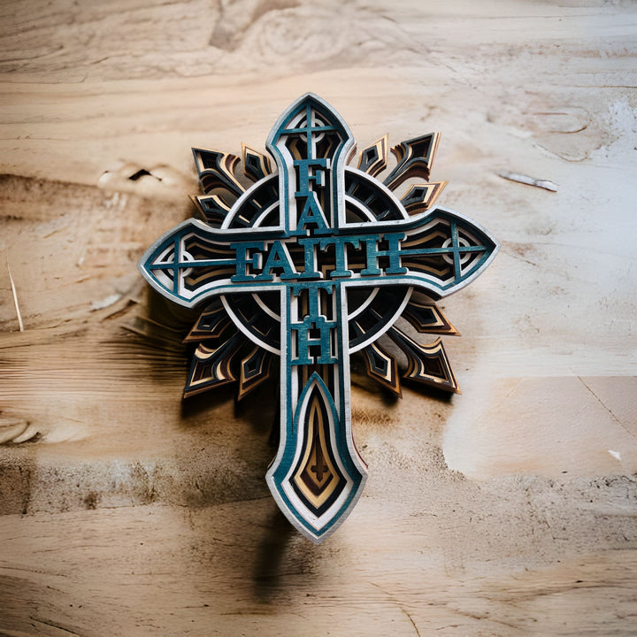 Wall Decoration Cross Faith Layer Mandala 3D Art Multilayer