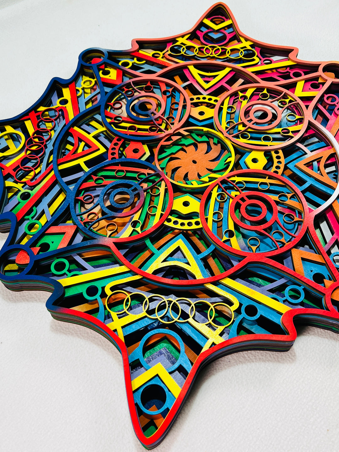 Wall Decoration Machine Mechanical Colorful Layer Wood Art Mandala 3D Art Multilayer Art