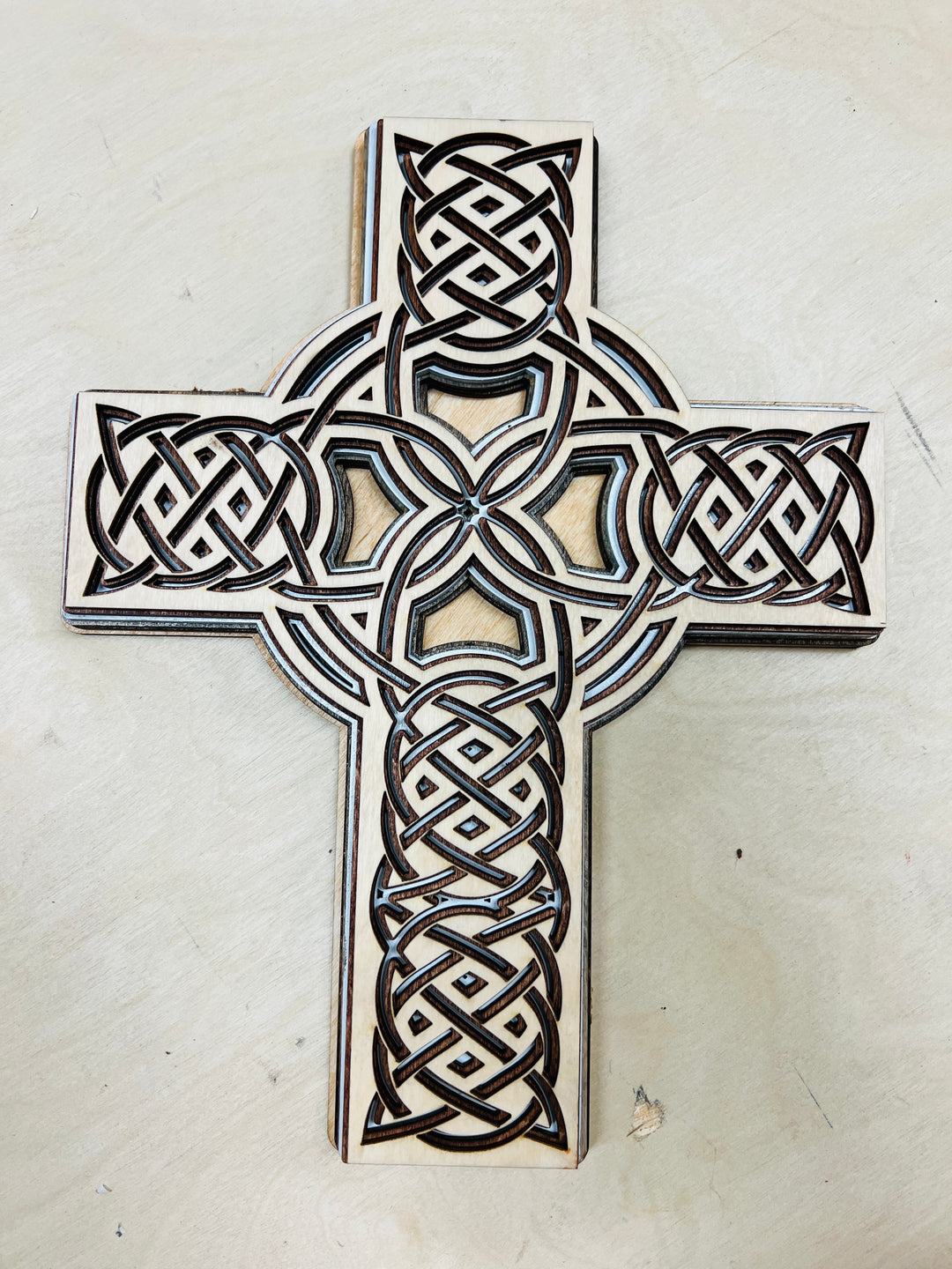 Wall Decoration Cross Celtic Religious Multi Layer Wood 3D Art Mandala 2332