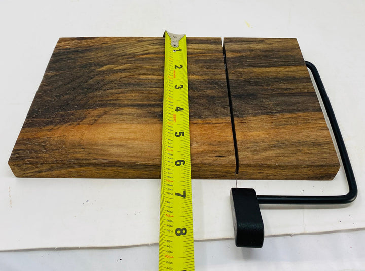 Cheese Slicer Spalted Pecan 10 1/4 inch x 6 inch x 1 inch Face Grain Black Handle Cheeseboard 1060