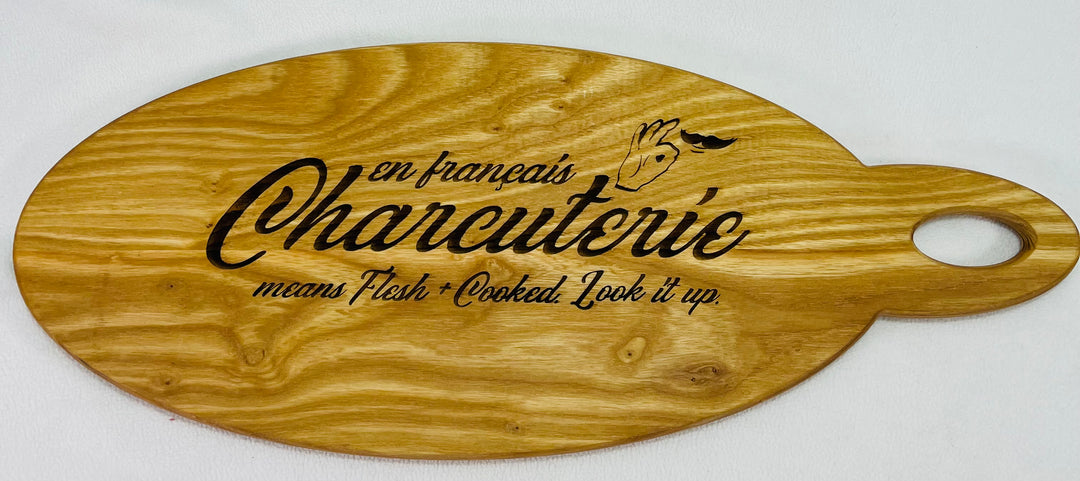 Charcuterie Board Extra Long Texas Pecan Face Grain "En Francais..." 8102