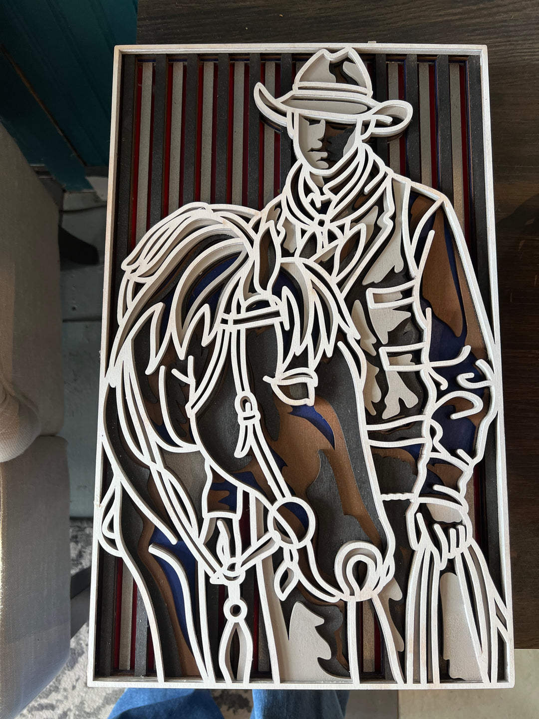 Wall Decoration Cowboy Mandala 3D Art Multilayer Wood Art