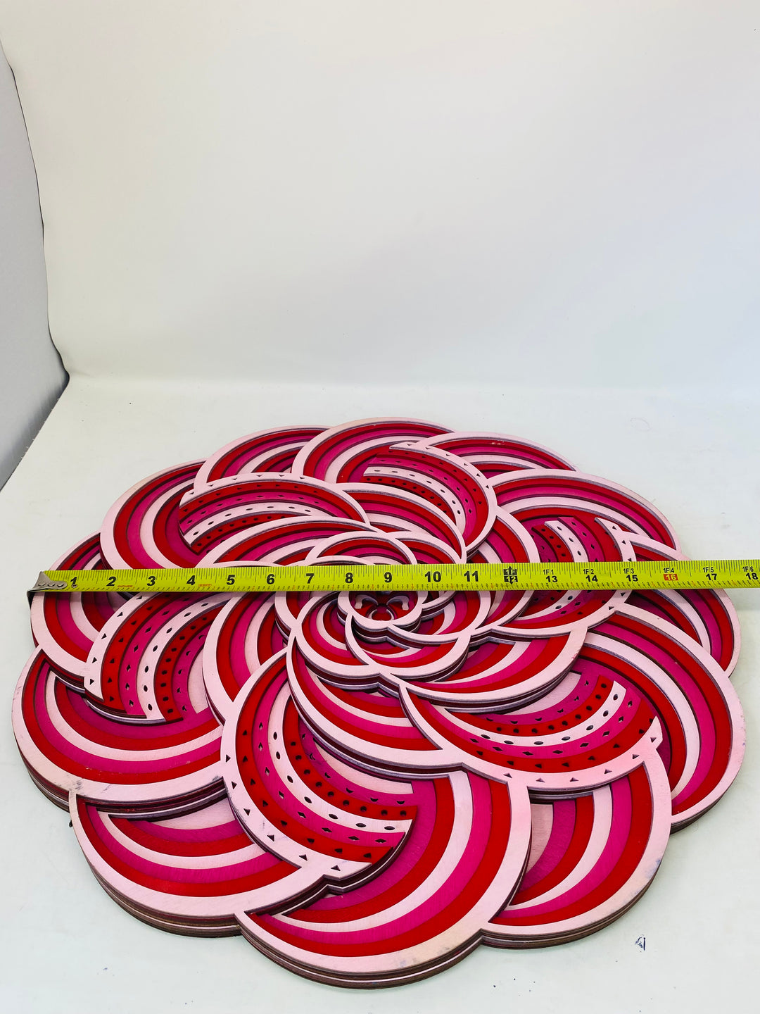 Wall Decoration Flower Pink Red Laye Art  Mandala 3D Art Multilayer Wood 2362