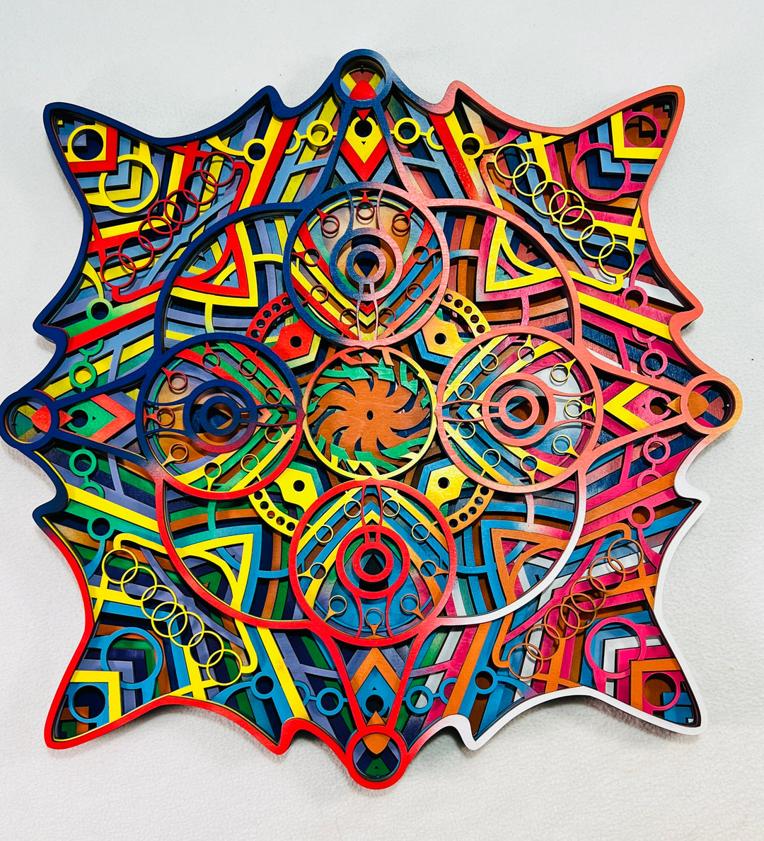 Wall Decoration Machine Mechanical Colorful Layer Wood Art Mandala 3D Art Multilayer Art
