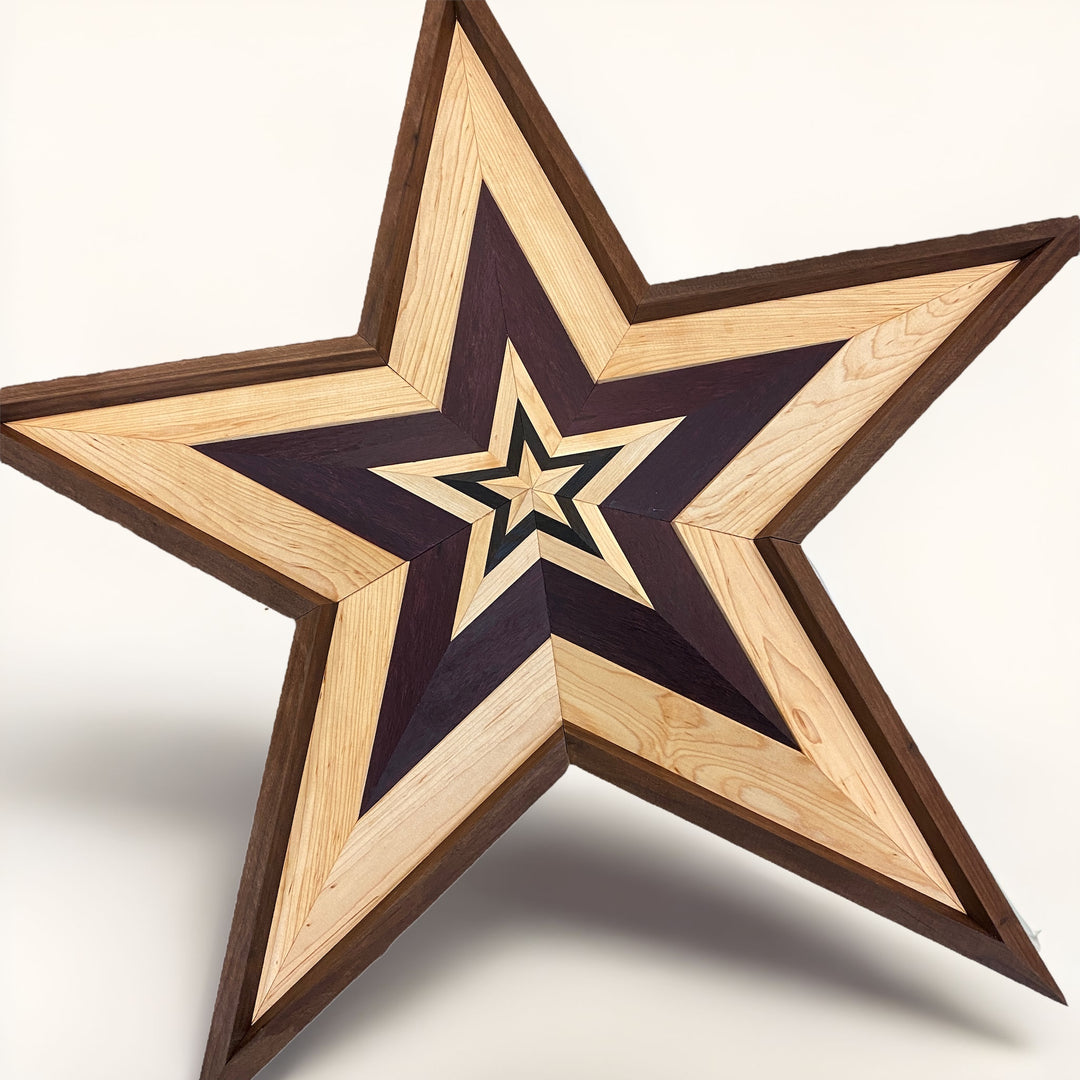 Wall Decoration Star Lone Star Walnut, Maple and African Padauk 3D