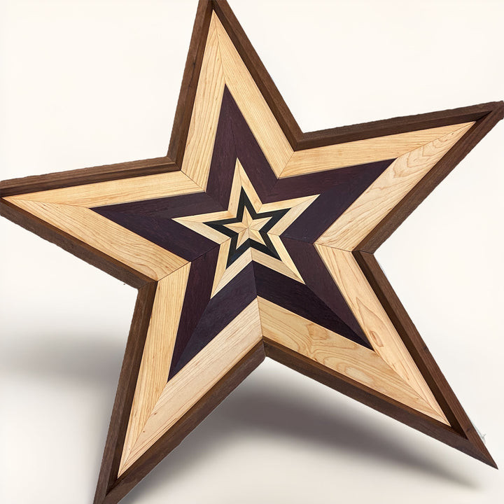 Wall Decoration Star Lone Star Walnut, Maple and African Padauk 3D