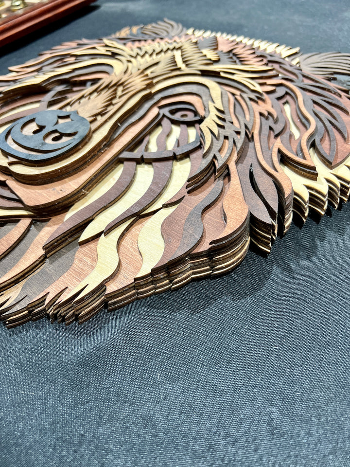 Wall Decoration Bear Head Multilayer Mandala 3D Wood Art