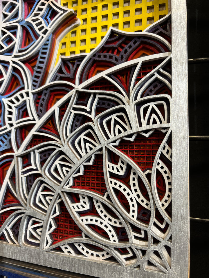 Wall Decoration Traditional Colorful Mandala 3D Art Multi-Layer Spiritual Wood Art