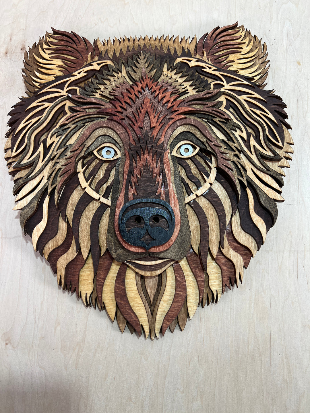 Wall Decoration Bear Head Multilayer Mandala 3D Wood Art