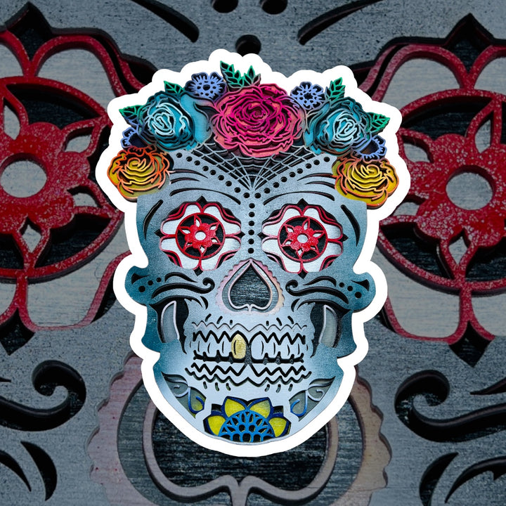 Wall Decoration Sugar Candy Skull Flower Wood Layer Art Mandala 3D Art Multilayer Art 2407