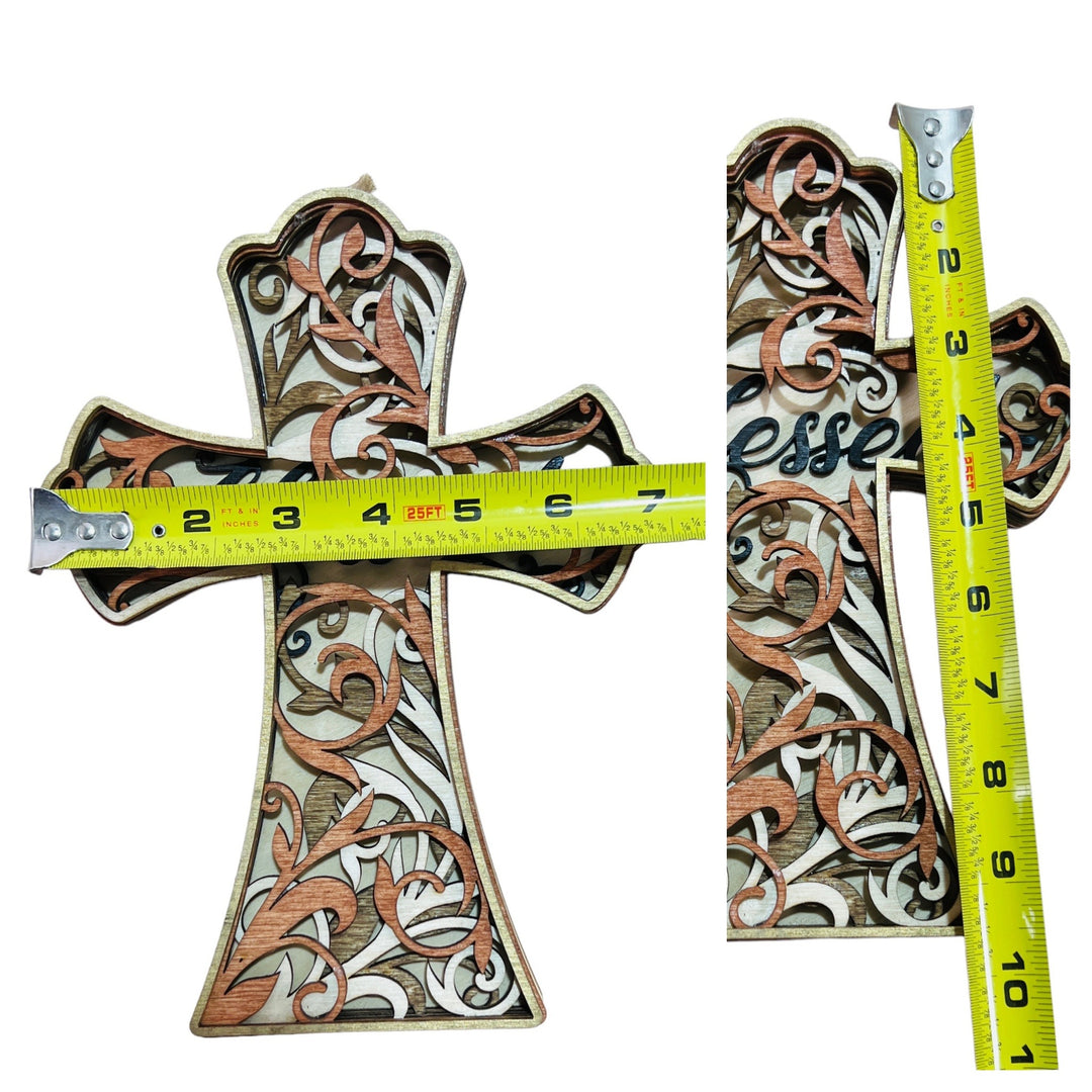 Wall Decoration Cross "Blessed" Mandala 3D Multilayer Wood Art 2331