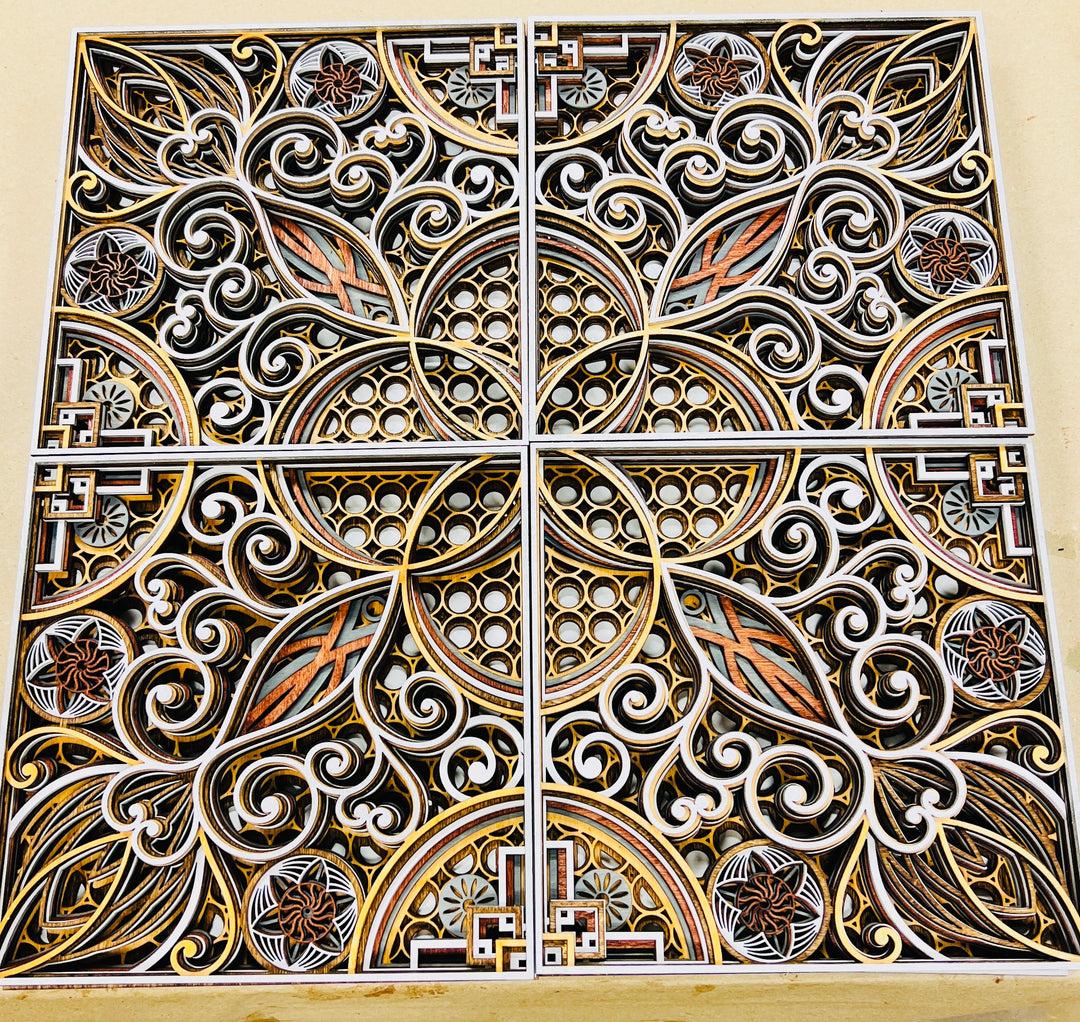 Wall Decoration Traditional Tile Mandala 3D Art Multilayer Wood Art 2428