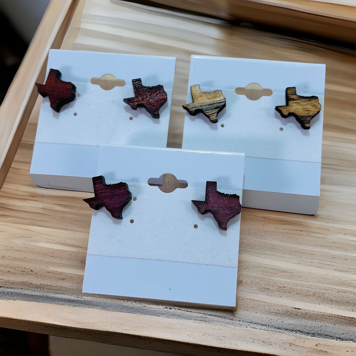 Earrings Wood State Of Texas Studs