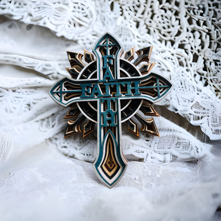 Wall Decoration Cross Faith Layer Mandala 3D Art Multilayer