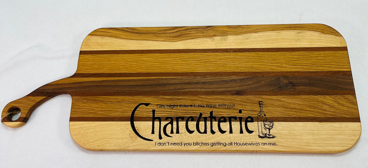 Charcuterie Board Multi Exotic Wood Board Face Grain Extra Long Engraved "Girls Night...." 8104