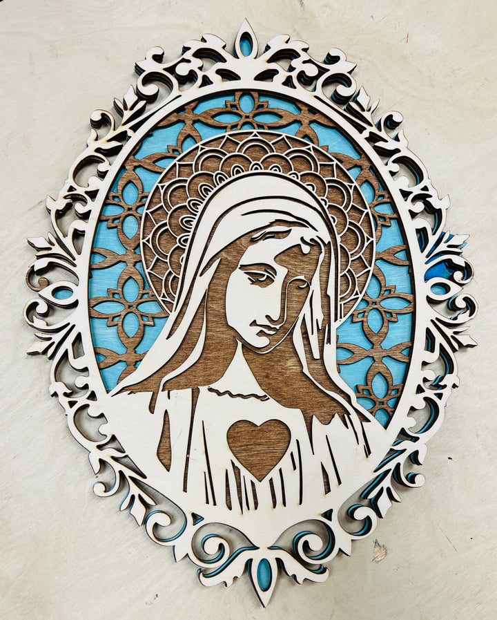 Wall Decoration Virgin Mary Mandala 3D Art Multilayer Wood Art