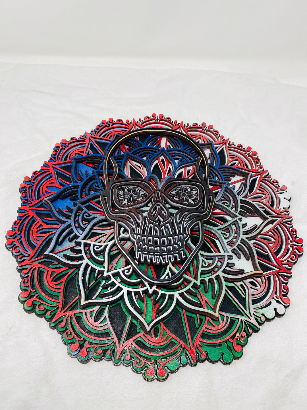 Wall Decoration Candy Sugar Skull Layer Wood Art Mandala 3D Art Multilayer Art Home Decor 5706
