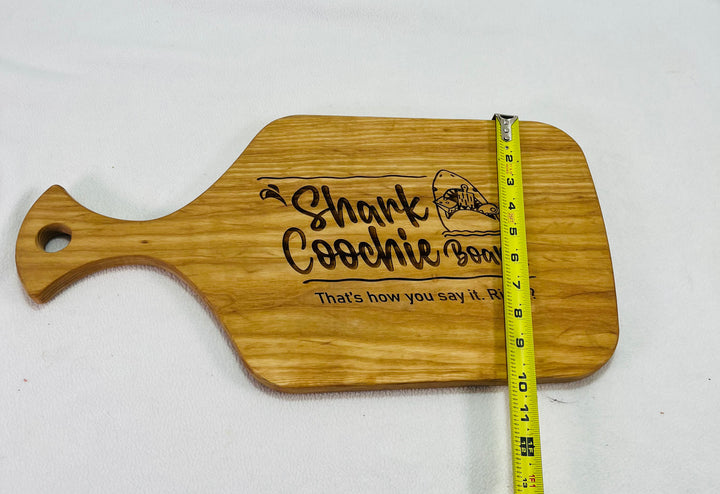 Charcuterie Board Pecan Face Grain Engraved "Shark Coochie..." 8113