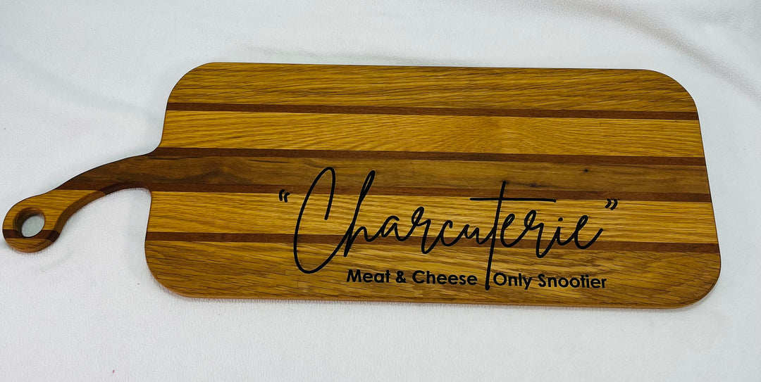 Charcuterie Board Extra Long Multi Exotic Wood Board Face Grain Engraved "Charcuterie..." 8103