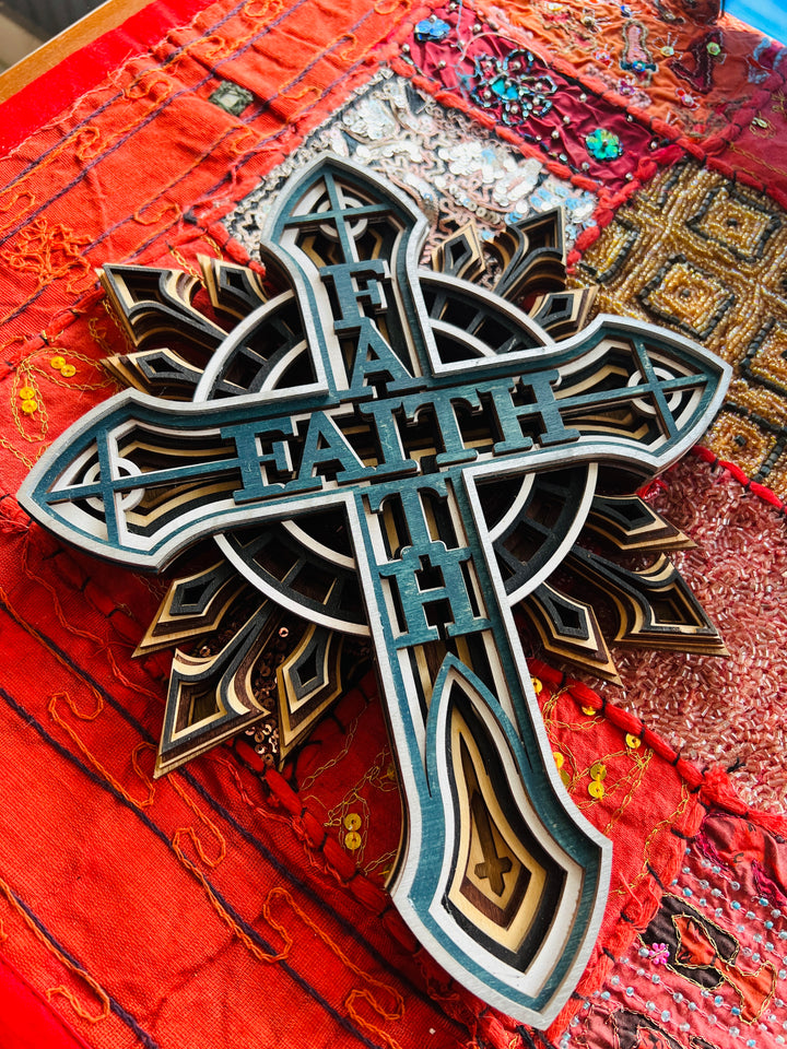 Wall Decoration Cross "Faith" Layer Mandala 3D Art Multilayer 2333