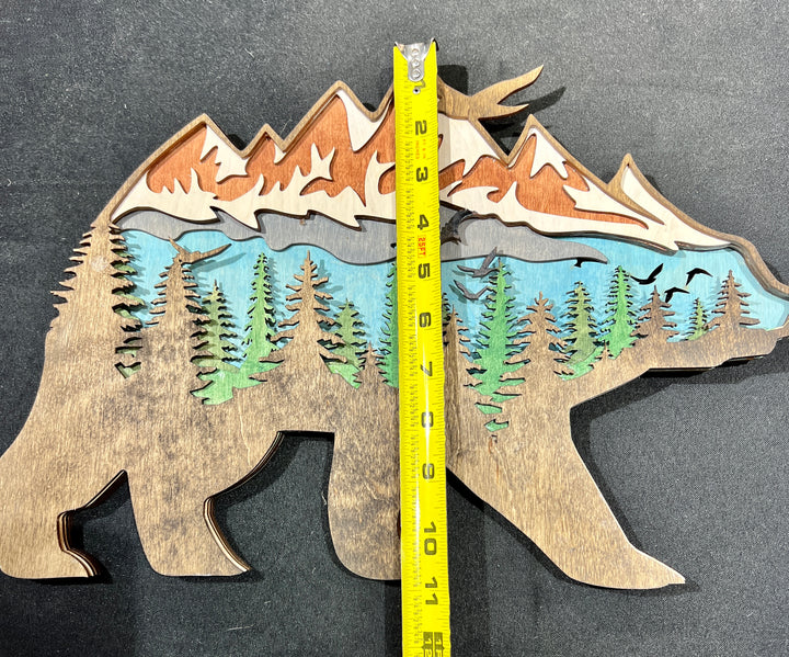 Wall Decoration Bear Scene Layer Wood Art Mandala 3D Art Multilayer Art Home Decor