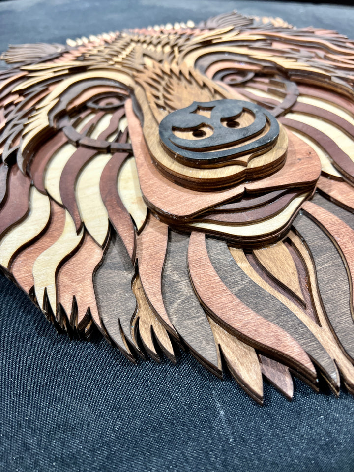 Wall Decoration Bear Head Multilayer Mandala 3D Wood Art