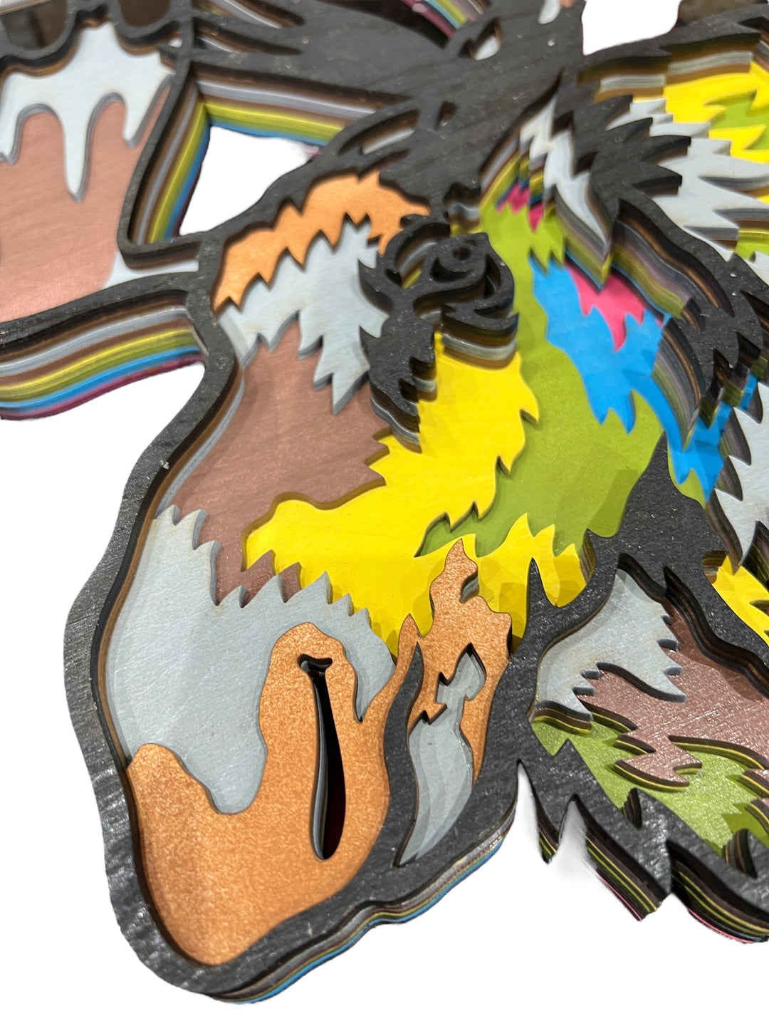 Wall Decoration Moose Colorful Layer Wood Art 3D Art Multi-Layer Wood Art
