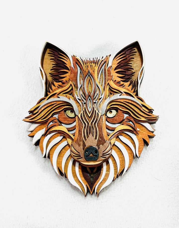 Wall Decoration Fox Head Layered Wood Art Mandala 3D Art