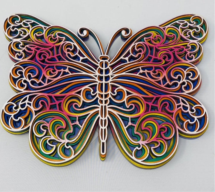 Wall Decoration Butterfly Layer Wood Art Mandala 3D Art Multilayer 1130