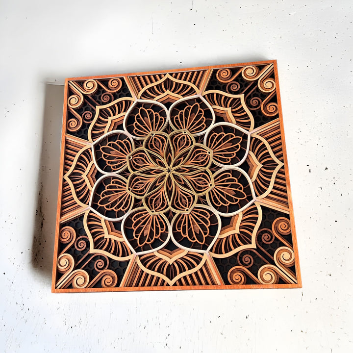 Wall Decoration Square Traditional Multilayer 3D Wood Art 2359